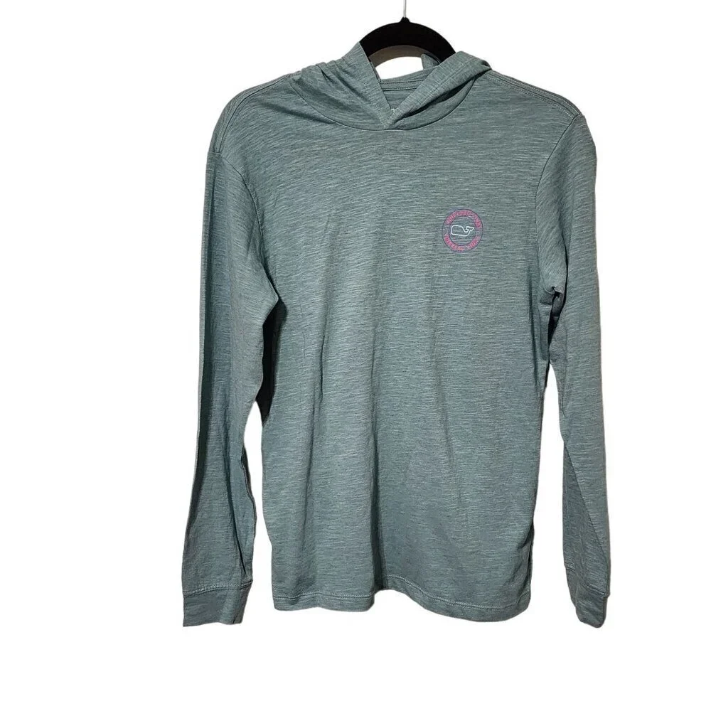 Vineyard Vines t-shirt hoodie size L / 16 girls whale dot sea clay green
